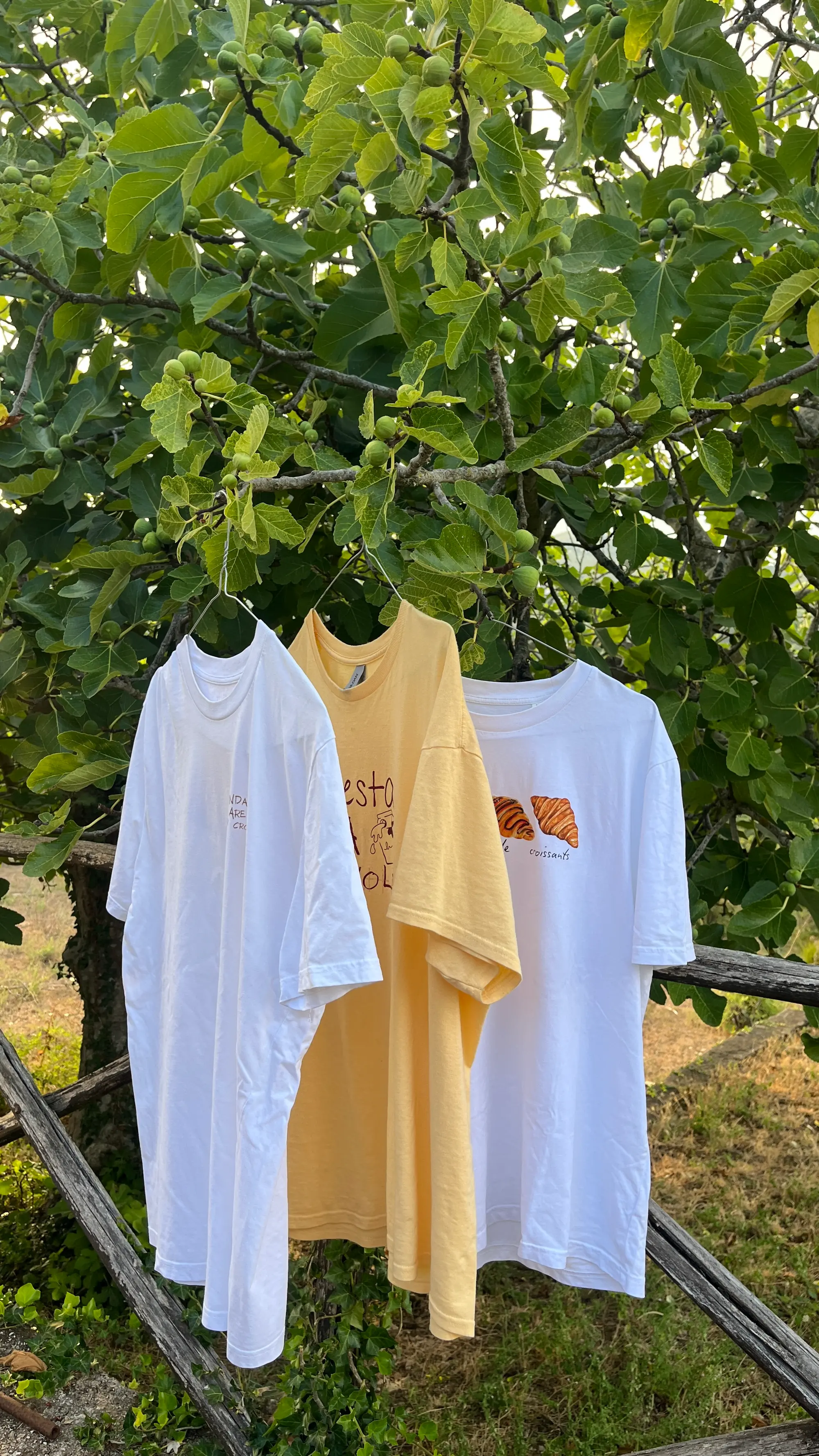 Michela Sharon con la t-shirt Paneelatte tra gli ulivi